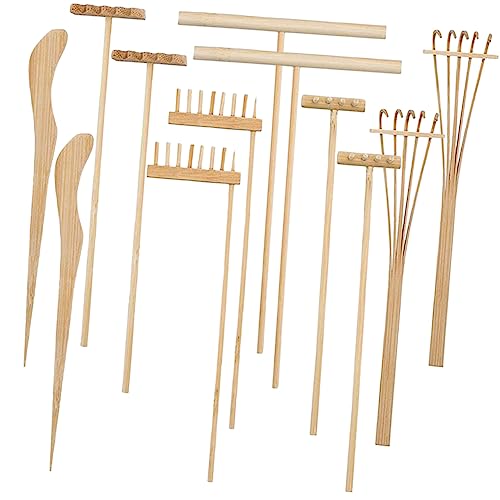 minkissy 12 Stück Teiliges Bambus Mini Garten Rechen Langlebige DIY Sandharke für Zen Garten und Desktop Dekoration Leicht Tragbar für und Kreative Gestaltung von minkissy