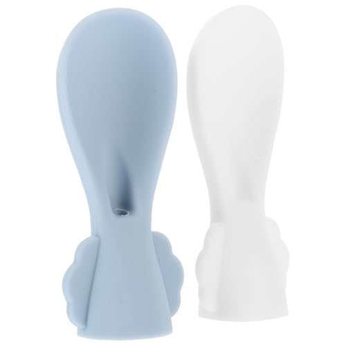 minkissy 2 Stück Babyfütterung Löffel aus Lebensmittelechtem Wiederverwendbare Quetschbeutel Löffel für Kleinkinder Ergonomisch Flexibel Farblich Sortiert Weiß und Blau für Beikost und von minkissy