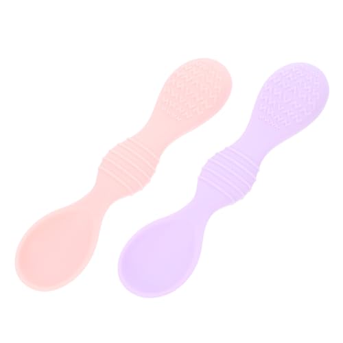 minkissy 2 Stück Esslöffel Frei Rutschfest Langlebig zum Abstillen und Training für Kleinkinder in Lila und Rosa von minkissy