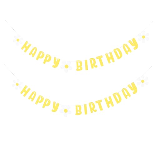 minkissy 2 Stück Happy Birthday Banner aus Filz Blumen Dekoration für Kindergeburtstagsfeier Wiederverwendbare Party Backdrop Dekoration für Unvergessliche von minkissy