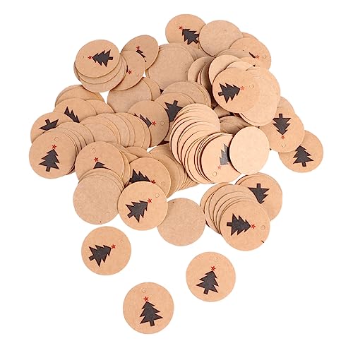 minkissy 200st Weihnachtsanhänger Aus Rundem Kraftpapier Weihnachtselemente-tag Weihnachtsgeschenk Zum Aufhängen Hängende Tags Runde Etiketten Christbaumschmuck Geschenketiketten Karton von minkissy