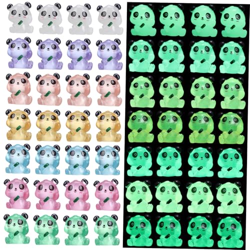 minkissy 28 Stück Teiliges Leuchtendes Mini Panda Figuren aus Hochwertigem Resin Langlebige Detailgetreue Nachtlicht Dekoration für Garten Schlafzimmer Micro Landschaft und von minkissy