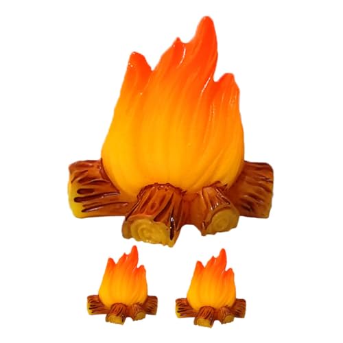 minkissy 3 Stück Fake Campfire Deko Teiliges Mini Feuer Modell für Mikro Landschaftsdekoration Perfektes Zubehör für Weihnachts und Party Events Lebensechte Miniaturfeuer für Kreative von minkissy