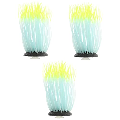 minkissy 3 Stück Glow Anemone Künstliche Korallen Pflanze Simulation Korallen Decoraciones Para Salas de Casa Glow in the Dark Aquarium Dekorationen Gefälschte Korallen Kieselgel Meer Anemone von minkissy