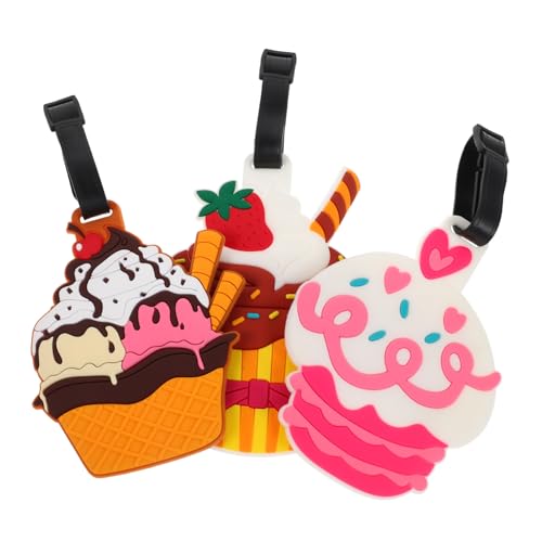 minkissy 3 Stück Lustige PVC Eiscreme und Kuchen Gepäcketiketten für Reisen Kreative Reiseidentifikation für Erwachsene und Bunte Designs von minkissy