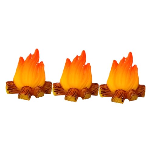 minkissy 3 Stück Miniatur Feuer Modell Künstliches Feuer für Puppenhaus Dekoration Resin Flammen für Indoor Camping Garten und Weihnachtsdeko von minkissy