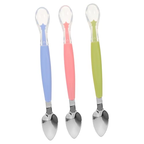 minkissy 3 Stück Teiliges Löffel Doppelseitiger Babylöffel mit Weicher Spitze Vielseitig für Brei und Feste Nahrung Bunte Farben zu Junge Mädchen Zahnfleisch für Unterwegs Hause von minkissy