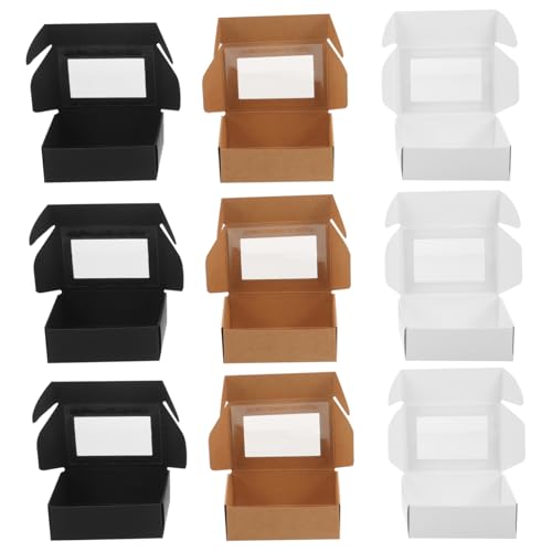 minkissy 30 Stück Teiliges Seifenverpackungsboxen aus Papier mit Sichtfenster Glatte Kanten Tragbare Seifenaufbewahrungsboxen Farben Weiß Natur Schwarz Geschenkverpackung für Badezimmer und von minkissy