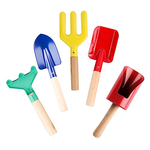 minkissy 5 Stück Teiliges Gartenwerkzeug Set mit Holzgriffen Schaufel Rechen Harke für Kleine Fördert die Eltern Junge Mädchen Kommunikation im Freien von minkissy