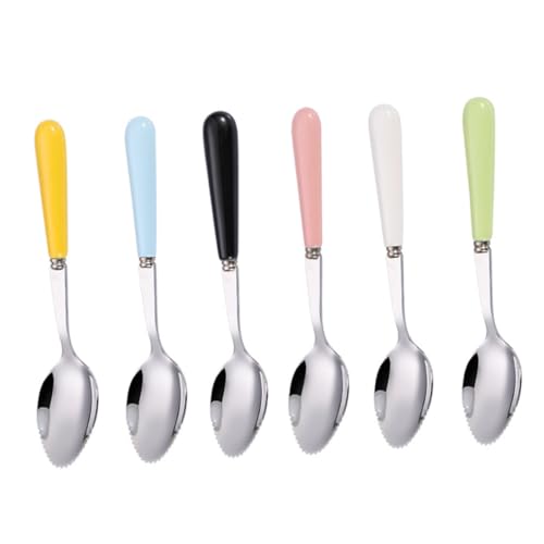 minkissy 6 Stück Teiliges Babyfütterlöffel aus Rostfreiem Edelstahl und Keramik Verschleißfest Gezahnt Multifunktional für Obst Beikost und Camping Modernes Design Ergonomisch Farblich minkissy 6 Stück Teiliges Babyfütterlöffel aus Rostfreiem Edelstahl und Keramik Verschleißfest Gezahnt Multifunktional für Obst Beikost und Camping Modernes Design Ergonomisch Farblich von minkissy
