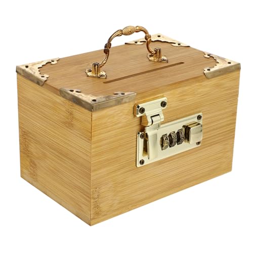 minkissy Abschließbare Holz Schatztruhe mit Zahlenschloss Dekorative Aufbewahrungsbox und Spardose für Jugendliche und Erwachsene Natürliche Holzoptik Vielseitig als Geldkassette und von minkissy