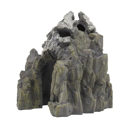 minkissy Aquarium Skelett Steingarten Aquarium Ansicht Aquarium Felsen Höhle Fischversteck Berg Betta Versteck Haus Ornamente zum Basteln Fisch Versteck Harz Drei Seen Buntbarsche künstlich von minkissy