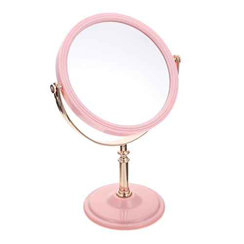minkissy Doppelseitiger Schminkspiegel Spiegel Mit Licht Schreibtisch Klein Led-Spiegel Tischspiegel Spiegel Mit Ständer Ästhetische Raumdekoration Doppelseitiger Spiegel Rosa Alu-Spiegel von minkissy