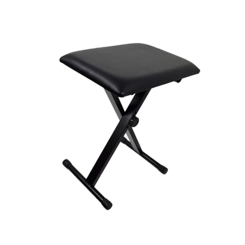 minkissy Höhenverstellbare Klavierbank X Stil Faltbar mit Gepolstertem Sitz aus Stahl Rutschfester Keyboard Hocker für Passend für Klavier und Schminktisch Schwarz von minkissy