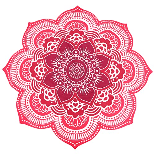 minkissy Mandala Strand Handtuch Decke Tapisserie Lotus Form Outdoor Strand Roundie Gypsy Böhmen Werfen Handtuch Tischdecke Hängen Yoga Matte (Rot) von minkissy