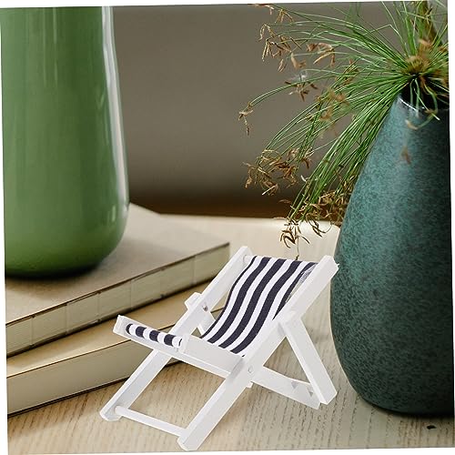 minkissy Mediterraner Mini Holz Strandstuhl Modell Deko Handgefertigt Stabiler Küsten Liegestuhl für Büro Party und Sommer Strandthema Kleine Tischdekoration von minkissy