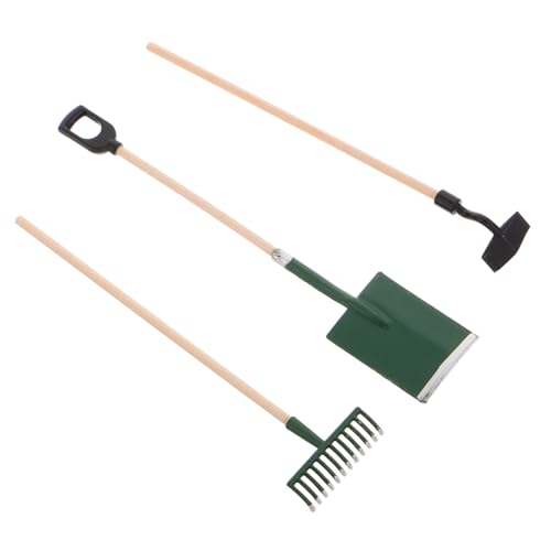minkissy Mini Gartenwerkzeug Set Miniatur Garten Hacke Schaufel Rechen für Puppenhaus Sukkulenten Pflanzenpflege Gartenzubehör Kompakt Robust für Kreative Gartenarbeit von minkissy