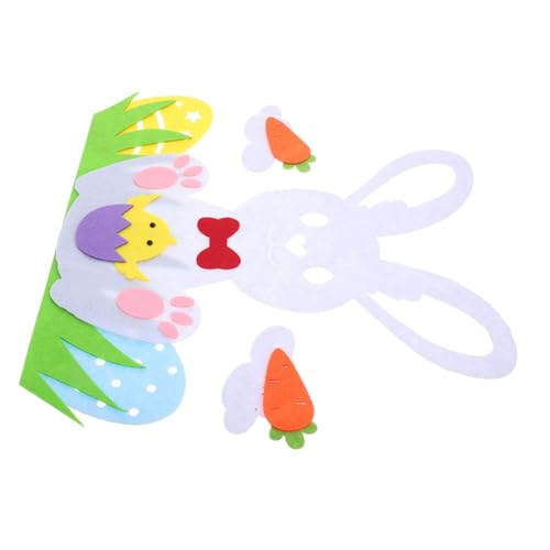 minkissy Osterhase Türdeko Filz DIY Hasenapplikation Vliesstoff Bunte Fensteraufkleber für Osterfest Party und Heimdekoration Einfach Anzubringen Fröhliche Frühlingsakzente von minkissy