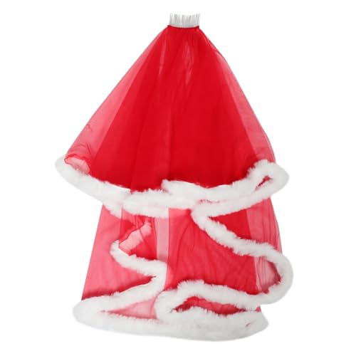 minkissy Rotes Braut Schleier Accessoire Doppellagiger Tüll mit Flauschigem Saum Leichtes Festtags Haarteil für Hochzeiten Weihnachtsfeiern und Festliche Fotoshootings minkissy Rotes Braut Schleier Accessoire Doppellagiger Tüll mit Flauschigem Saum Leichtes Festtags Haarteil für Hochzeiten Weihnachtsfeiern und Festliche Fotoshootings von minkissy