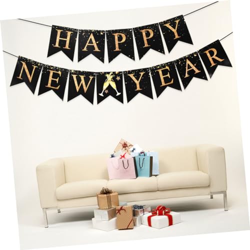 minkissy Year Banner Papier Hängend Partydeko Happy Year Spiraldesign Festliche Szene Banner für Neujahrsfeier und Festtagsdekoration von minkissy