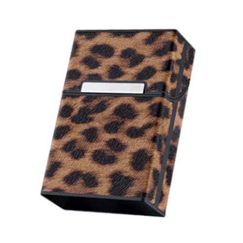 minkissy Zigarettenetui Leopardenmuster Pack Kreative Strapazierfähige Zigarettenbox mit Klappverschluss Stoßfest und Feuchtigkeitsbeständig Praktisch für Unterwegs und Alltag von minkissy
