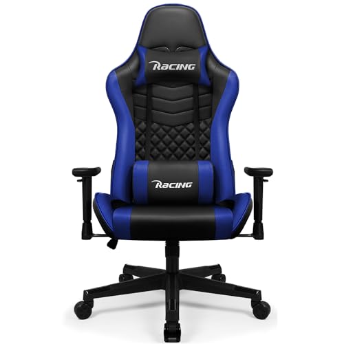 minnouat Gaming Stuhl, Gaming Chair Wippfunktion bis zu 170°, Gamer Sessel mit verstellbaren Lendenkissen, Kopfstütze und Armlehne, Bürostuhl Bequeme Sitzkissen, Gaming Stuhl 150 kg belastbarkeit von minnouat