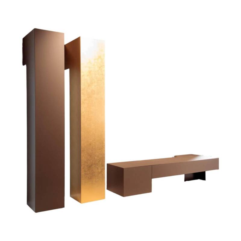 Wohnwand Ipiedii Und Distesa Lack Interno Metall Gold Lack Coffee Braun Inklusiv... von minottiitalia