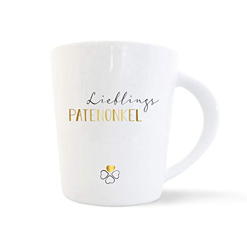 mintkind® Kaffeebecher Lieblings Patenonkel | Porzellan Kaffee Becher Tasse Weiß | Geschenk für den Taufpaten | Für den Patenonkel Geburtstag, Ostern, Weihnachten & als Dankeschön | Idee von mintkind