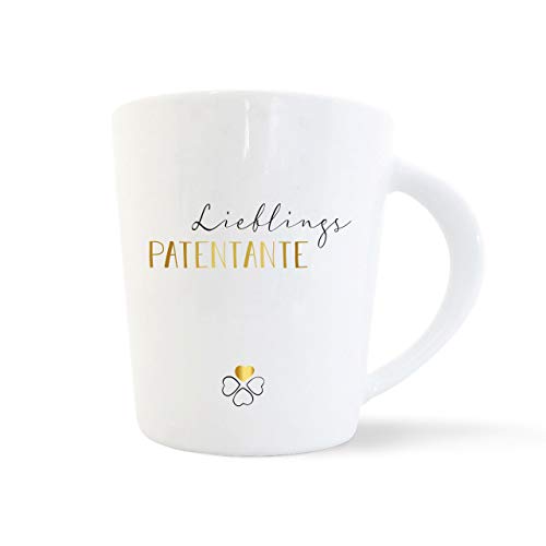 mintkind® Kaffeebecher Lieblings Patentante | Geschenk-Idee für die Taufpatin | Porzellan-Tasse als Geschenk vom Patenkind für die beste Patentante zum Geburtstag von mintkind