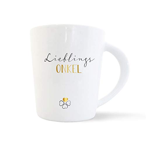 mintkind® Kaffeebecher Lieblingsonkel | Porzellan Kaffee Becher Tasse Weiß | Geschenk für den Onkel | Geburtstag, Ostern, Weihnachten | Geschenkidee Teetasse Porzellan-Tasse von mintkind