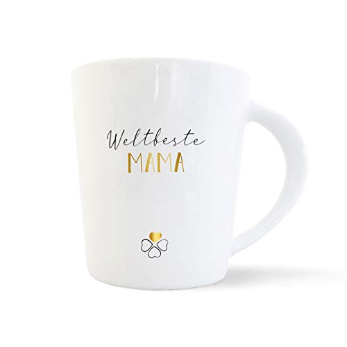 mintkind® Kaffeebecher Weltbeste Mama | Porzellan Kaffee Becher Tasse Weiß | Geschenk für Mutter zum Muttertag, Geburtstag, Ostern, Weihnachten & Als Dankeschön | Geschenkidee Teetasse von mintkind