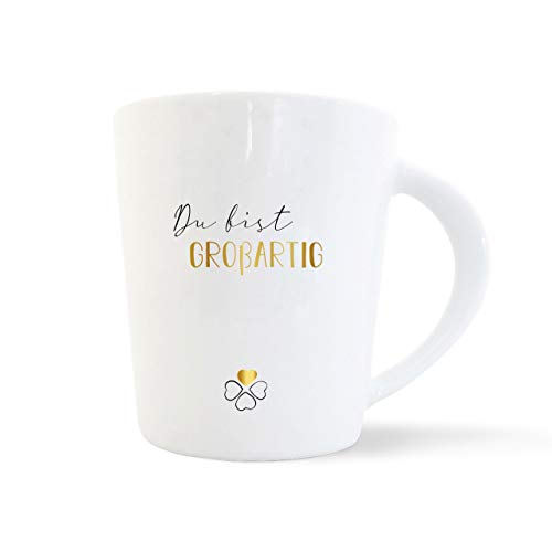 mintkind® Kaffeebecher Du Bist Großartig | Porzellan Kaffee Becher Tasse Weiß | Geschenk | Geburtstag, Weihnachten, zum Abschied & als Dankeschön | Geschenkidee Teetasse Porzellantasse von mintkind