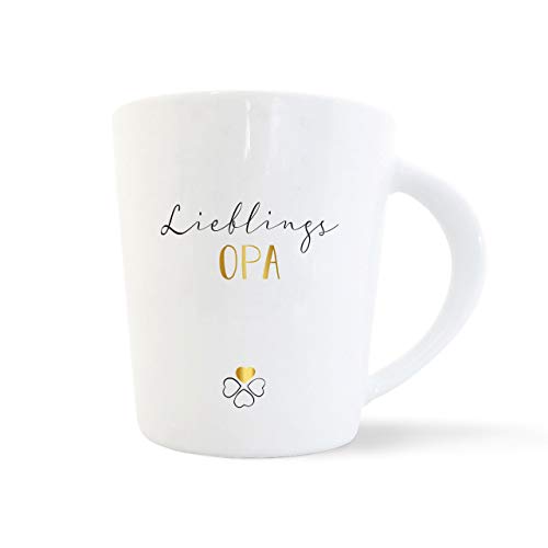 mintkind® Kaffeebecher Lieblings Opa | Porzellan Kaffee Becher Tasse Weiß | Geschenk für Großeltern | Für den Opa Geburtstag, Ostern, Weihnachten & als Dankeschön | Geschenkidee Teetasse von mintkind