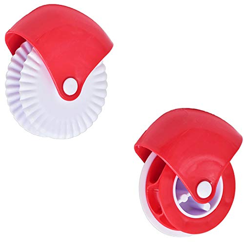 Gebäckschneider Kantendekorateur,Teigrad Schneidrad,Teigrädchen Decorator Cutter,Pizza Gebäck Gitter Schneider Torten Dekorations Schneider Plastikrad Rolle Heben Biscuit Pie Plätzchen (2Pcs) von mimzemamz