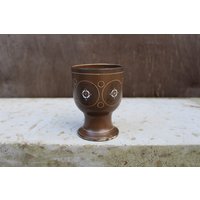 Kerzenhalter Aus Steingut, Signiert Von Thoms Handarbeit Vintage Hand Made Braune Kunstkeramik von miovinta