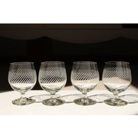 Trinkglas Set Geschliffene Glas Sieb Gläser 6 Vintage Brandy Cognac in Original Box Design. Sammlerstück von miovinta