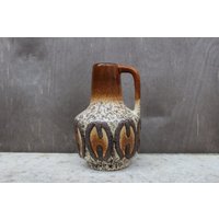 Veb Haldensleben Keramik Vase Mid Century Germany Händelvase in Braunen Farben von miovinta