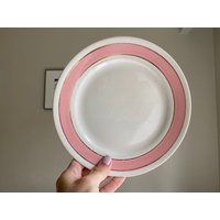 Vintage Teller 4 Budi Porzellanteller 4Er Set Pink Rim Design Sammlerstück Retro Geschirr von miovinta