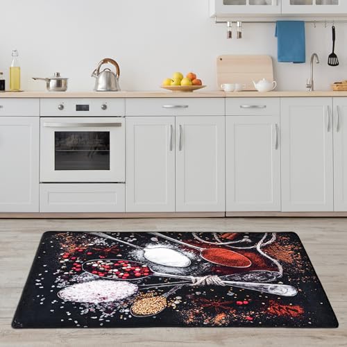 miqna küchenteppich Moderne rutschfeste Sohle Gel Läufer waschbar schwarz (schwarz, 200 x 290 cm) von miqna