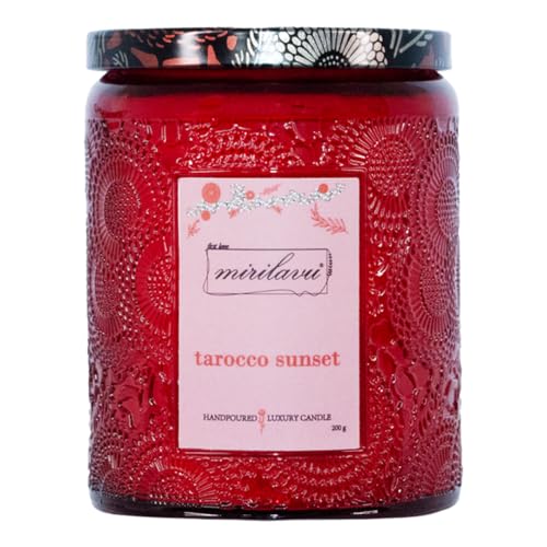 mirilavu tarocco sunset Duftkerze im Glas | Kerze aus Sojawachs 200g | 40 Stunden Brenndauer | Aromatherapie Duft | Kerze für Entspannung | Duftkerze zum Verschenken | Deko Kerze | 200g von mirilavu