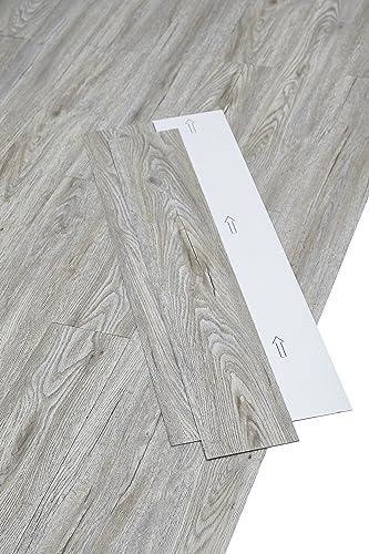 Planke Vinyl selbstklebend Bodenbelag Holz Optik 4,46 m² Designboden (Eiche Grau) von misento