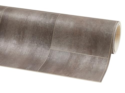 Misento PVC Bodenbelag Meterware - Vinylboden Fliesenoptik - Bodenbelag 2m und 4m breit PVC Boden - Fliese Braun-Grau 400 x 400 cm von Misento