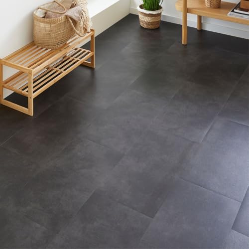 misento Vinylboden selbstklebend 4,46 m² Fliesenoptik - wasserfester PVC Bodenbelag selbstklebend - 24 Fliesen - selbstklebende Bodenfliesen Anthrazit misento Vinylboden selbstklebend 4,46 m² Fliesenoptik - wasserfester PVC Bodenbelag selbstklebend - 24 Fliesen - selbstklebende Bodenfliesen Anthrazit von Misento