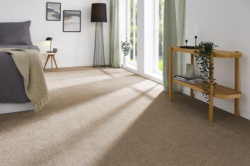 andiamo Teppichboden Izmir für Wohnzimmer und Kinderzimmer - Teppichboden Meterware zum Verlegen - Teppichbelag mit hoher Trittschalldämmung - weicher Teppichboden 400 x 450 cm Cappucino von andiamo