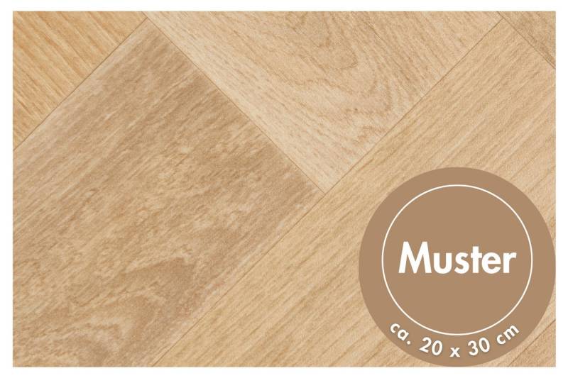 misento Vinylboden Astell in Holzoptik Fischgrät, für Feuchtraum- und Privatbereiche, PVC Bodenbelag Meterware 200/400 cm breit, Stärke 2,5 mm von misento