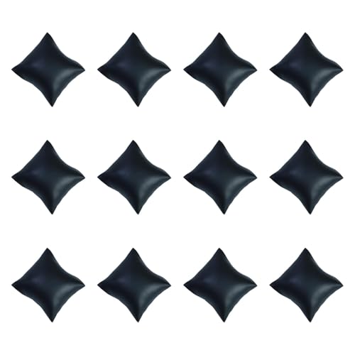 12 x Uhrenkissen, multifunktionale Armreif-Kissen für Schmuckgeschäfte, Displaybox, Uhrentablett (Leinen oder PU-Leder), schwarzes PU-Leder, 8,5 x 9 cm von misppro