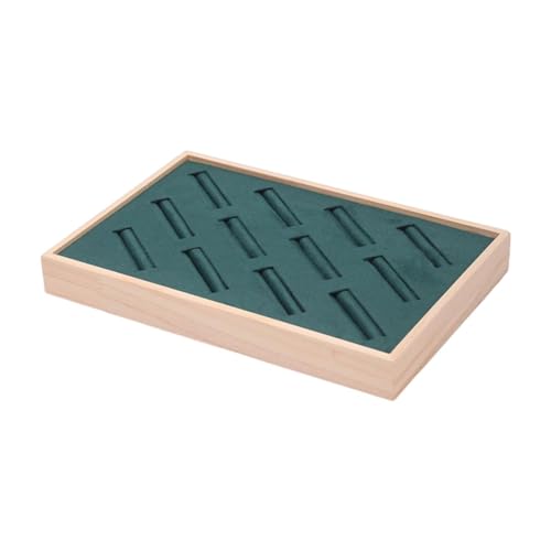 Armreifen-Tablett, Armbandhalter, Organizer, Holz, 12 Fächer, Samt-Einsatz, Ausstellungsraum, Schmuck, Ausstellungsraum, Grau, 30 x 20 x 3 cm, Grün Armreifen-Tablett, Armbandhalter, Organizer, Holz, 12 Fächer, Samt-Einsatz, Ausstellungsraum, Schmuck, Ausstellungsraum, Grau, 30 x 20 x 3 cm, Grün von misppro