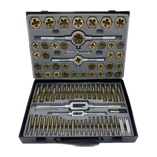 Gewindeschneidwerkzeug-Set mit Tragetasche, zum Schneiden von Außen- und Innengewinden in Metall, Kunststoff und Holz, 86-teilig von misppro