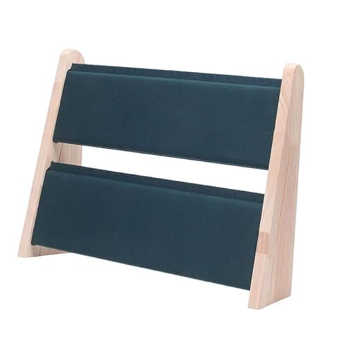 Halskettenhalter, Schmuckständer, zusammenklappbarer Tisch-Theken-Organizer mit Samt-Oberfläche, 2-stöckiges Aufbewahrungsregal für Shows, Zuhause, 41 x 12 x 32 cm, Grün Halskettenhalter, Schmuckständer, zusammenklappbarer Tisch-Theken-Organizer mit Samt-Oberfläche, 2-stöckiges Aufbewahrungsregal für Shows, Zuhause, 41 x 12 x 32 cm, Grün von misppro