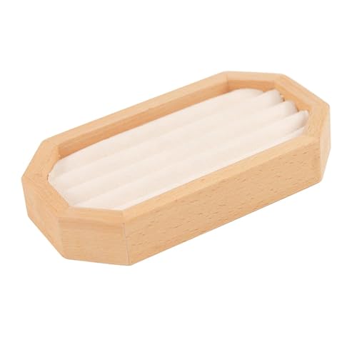 Holz-Schmuck-Organizer-Aufbewahrungsbox mit Schlitz, Ablageschale für Ringe, Ohrringe, Armbänder, Arbeitsplatte, Vitrine, Größe L, klein von misppro